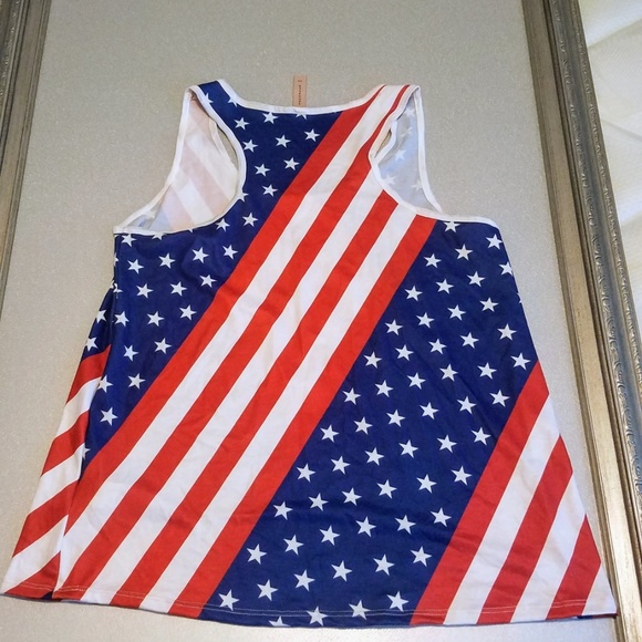 American Flag Racer-Back Tank Top Shirt sz L - Picture 6 of 7
